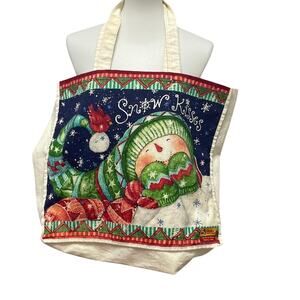 Books Are Fun Snow Kisses Large Double SIded Canvas Tote Book Carry All Bag